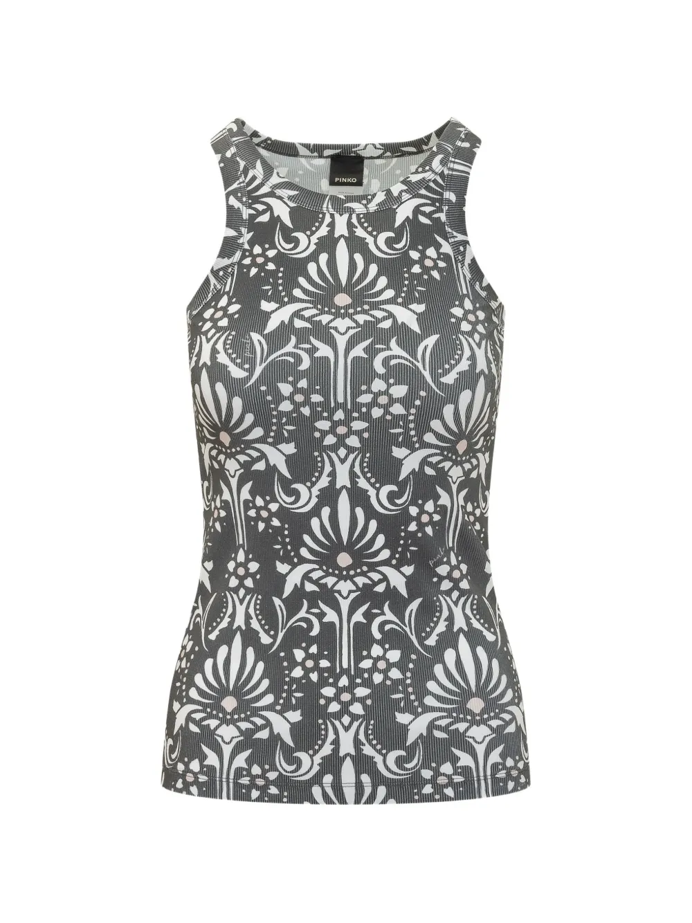 PINKO baroque-print tank top - Grigio