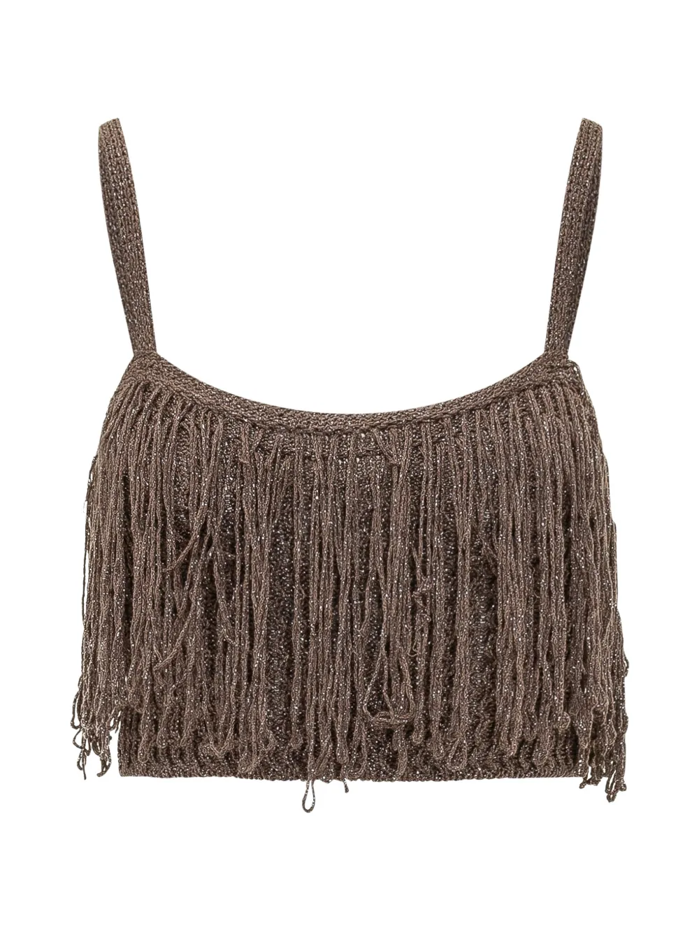 PINKO Paeonia fringe-trimmed top - Marrone