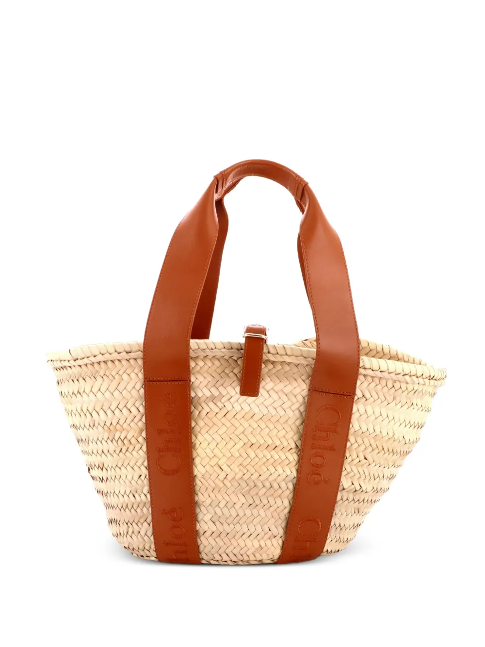 Chloé Pre-Owned Borsa a spalla Sense media in rafia e pelle - Marrone
