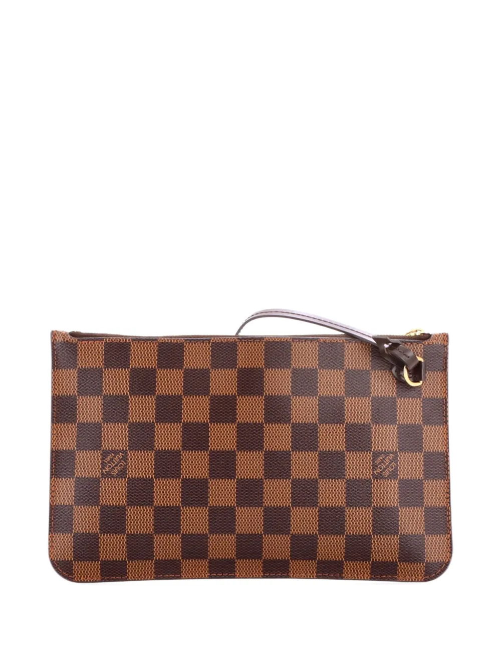 Pre-owned Louis Vuitton Neverfull Pochette Damier Large Pouch In Brown