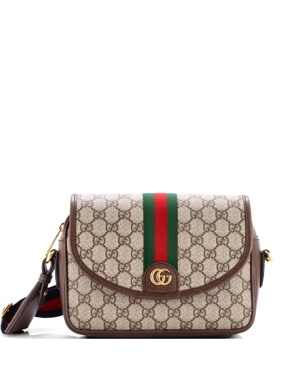 Gucci Pre-Owned Kleine Ophidia Schultertasche mit Klappe aus GG-beschichtetem Canvas - Braun