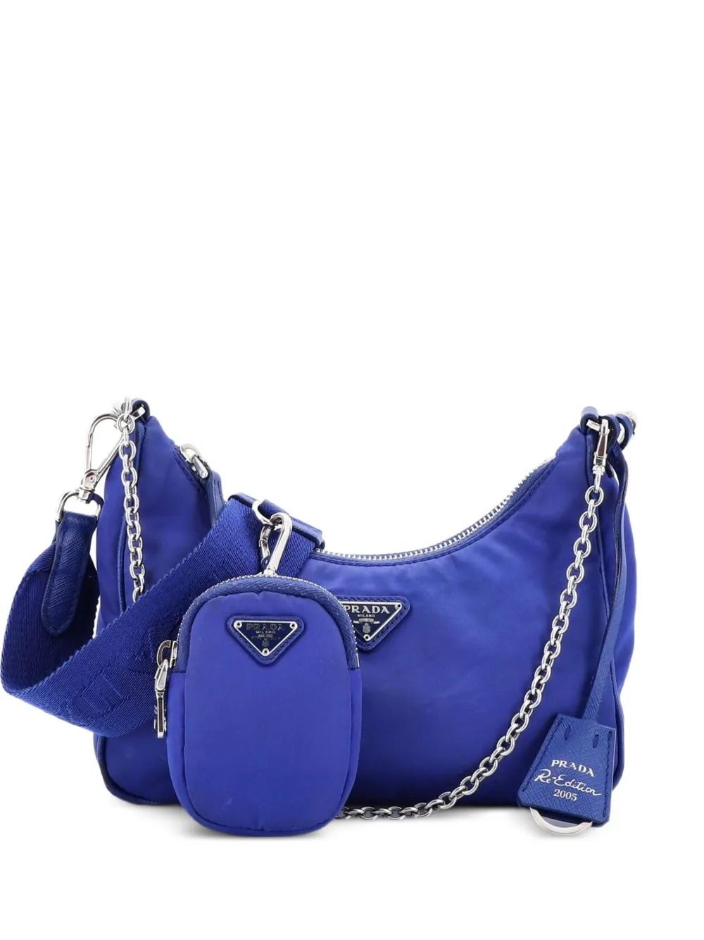 Prada Pre-Owned Borsa a spalla Re-Edition 2005 piccola in tessuto con tracolla - Blu