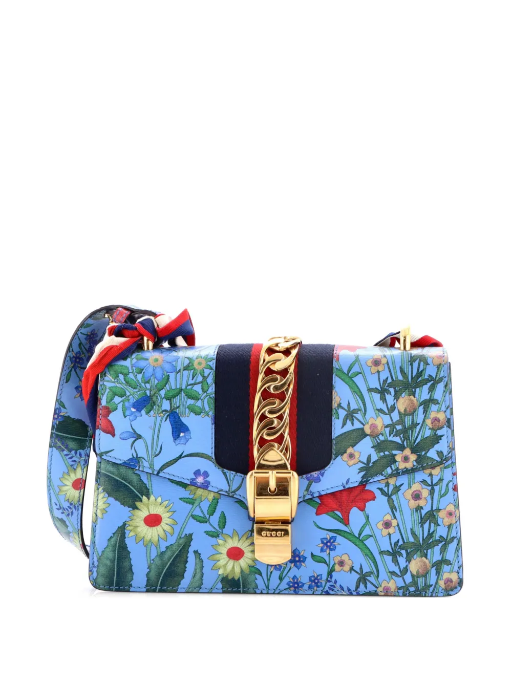 Gucci Pre-Owned Borsa a spalla Sylvie Flora piccola - Blu