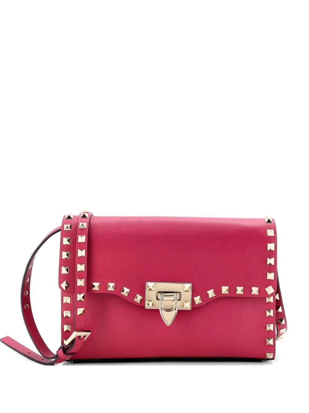 Valentino Garavani Pre-Owned Borsa a tracolla Rockstud Flip Lock media in pelle con battente - Rosa