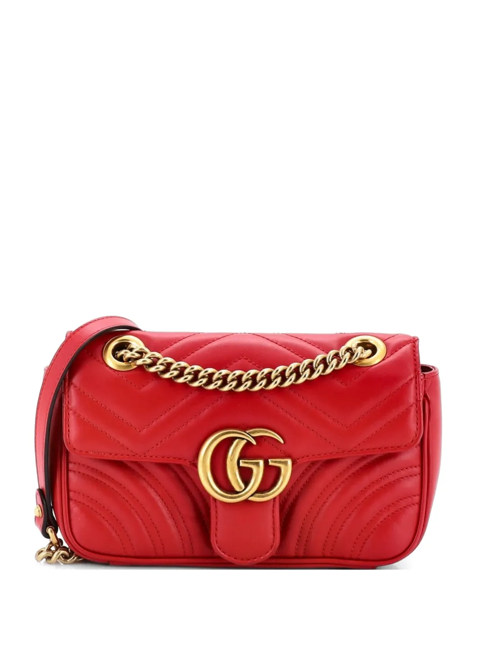 Gucci Pre-Owned Borsa a tracolla GG Marmont mini in pelle matelassè con battente - Rosso
