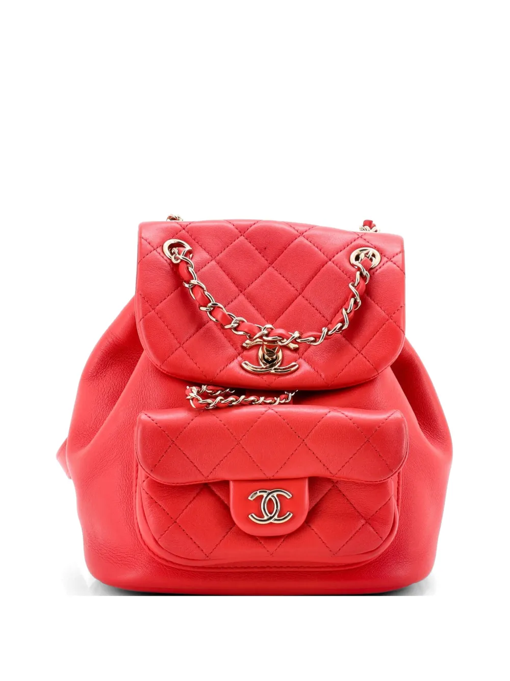 CHANEL Pre-Owned Zaino Duma piccolo in pelle trapuntata con coulisse - Rosso