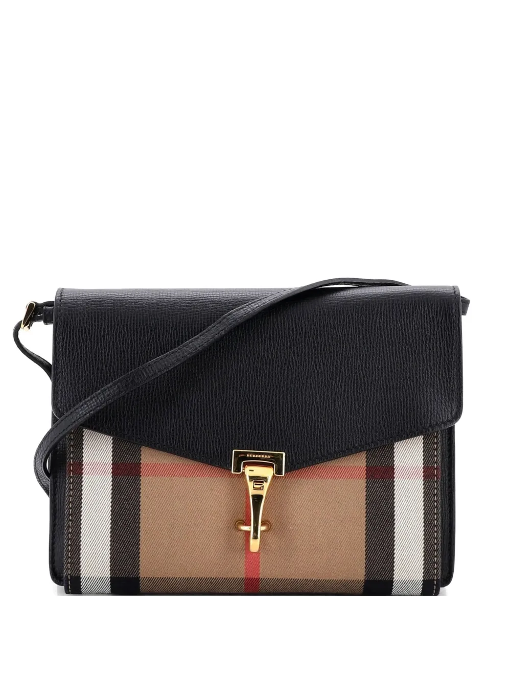 Burberry Pre-Owned Borsa a tracolla Macken piccola in pelle e tela con motivo House Check - Nero