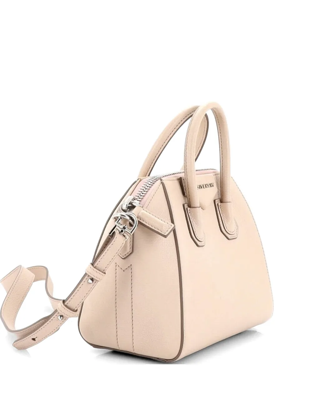 Pre-owned Givenchy Antigona Bag Leather Mini Crossbody Bag In Neutral