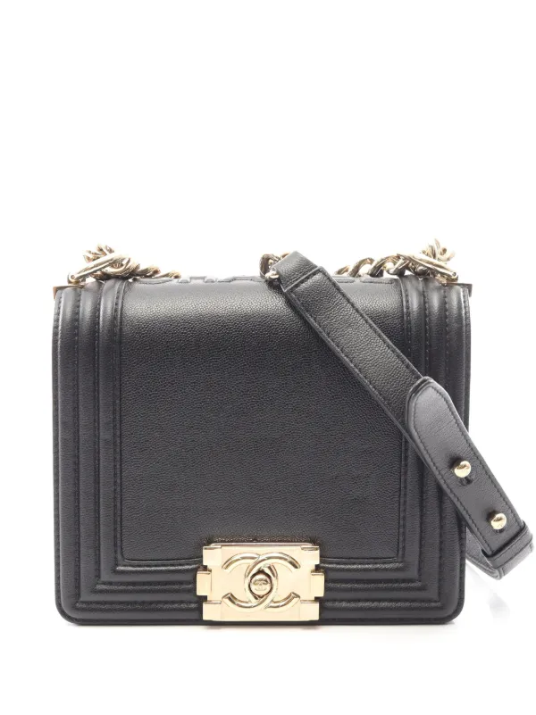 Chanel Pre-owned 2021-2026 Mini Caviar Boy Flap Crossbody Bag in Black