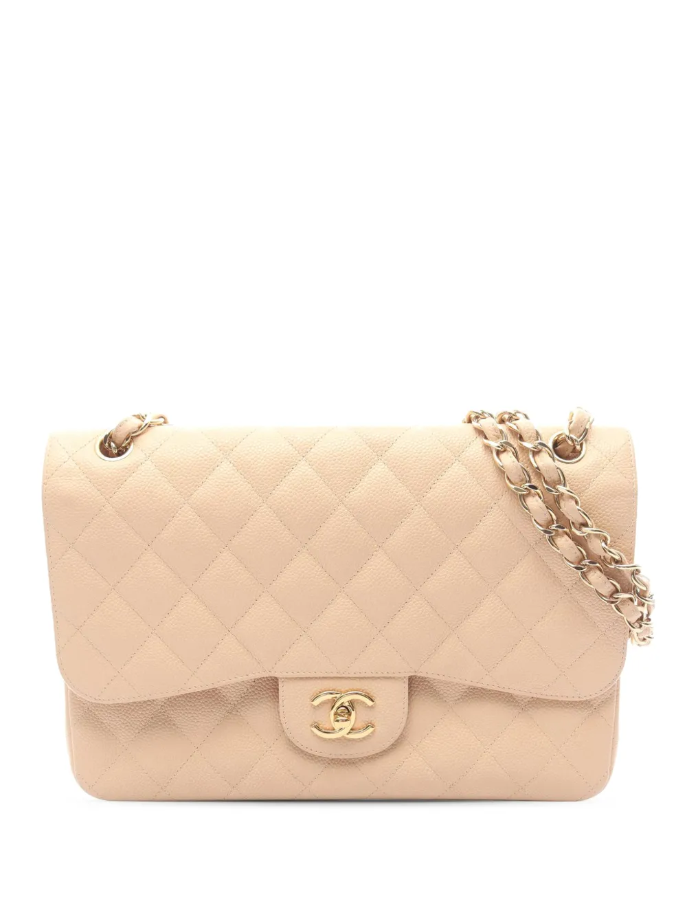 CHANEL Pre-Owned 2013-2014 Maxi Classic Caviar Single Flap shoulder bag - Nude