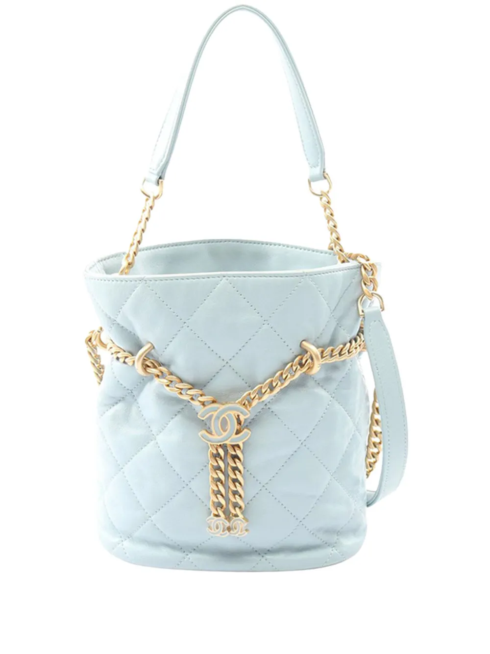 CHANEL Pre-Owned 2021-2026 Mini Lambskin Pending CC bucket bag - Blu