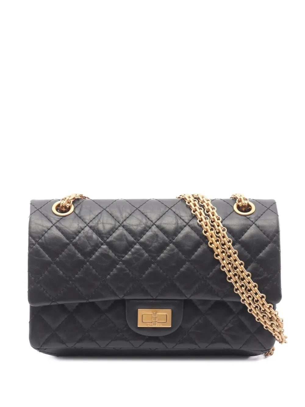 CHANEL Pre-Owned 2015-2016 Quilted Aged Calfskin Reissue 2.55 Double Flap 225 shoulder bag - Nero