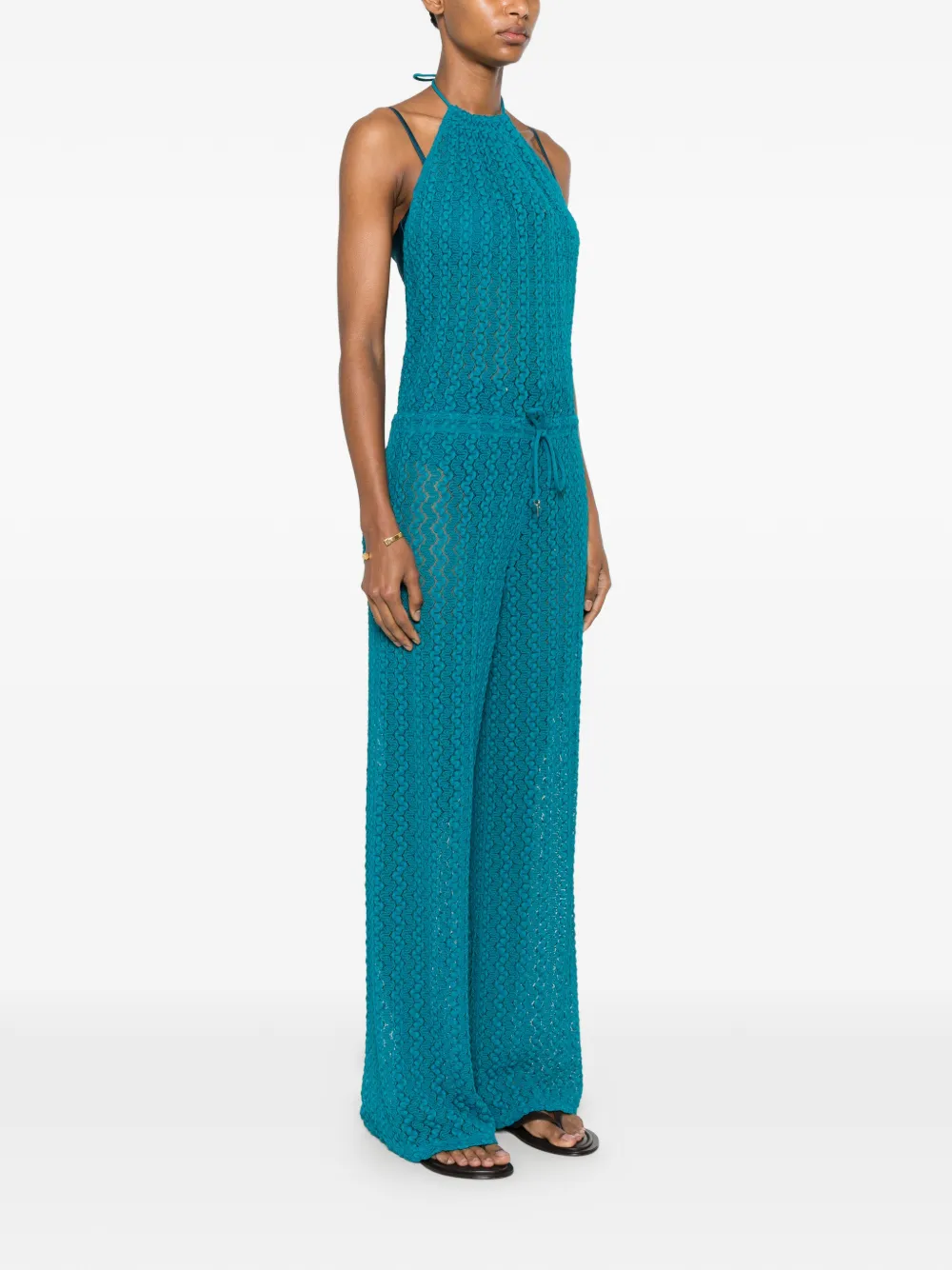  Fisico Mono Con Cuello Halter - Azul 