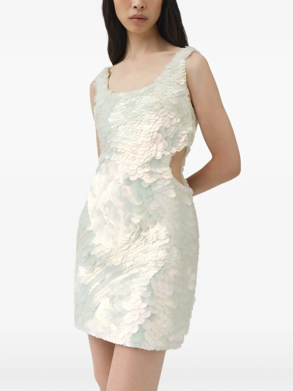 SIMKHAI Emilie sequin-embellished cutout mini dress Wit