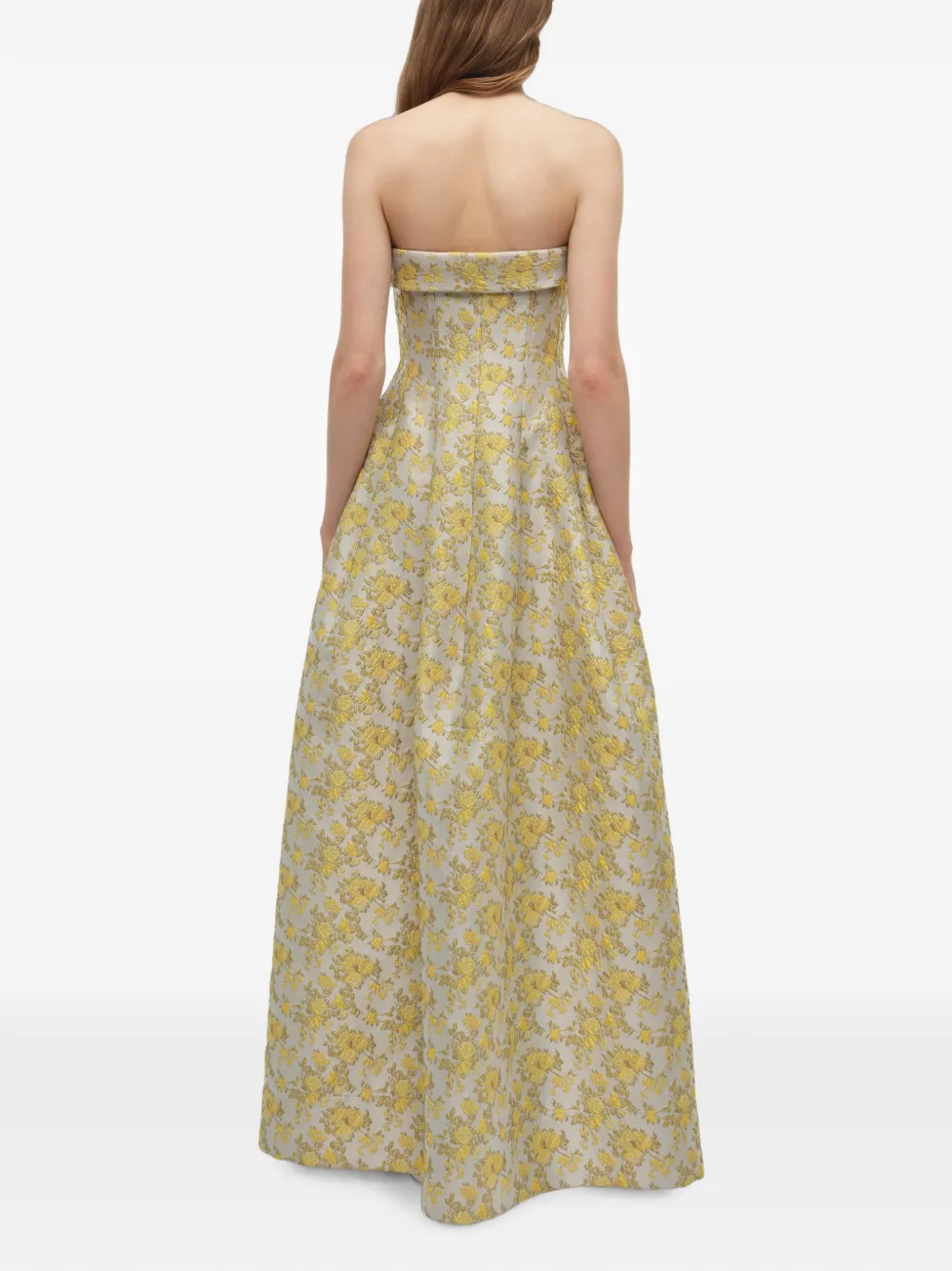SIMKHAI Octavia strapless jacquard maxi-jurk Beige