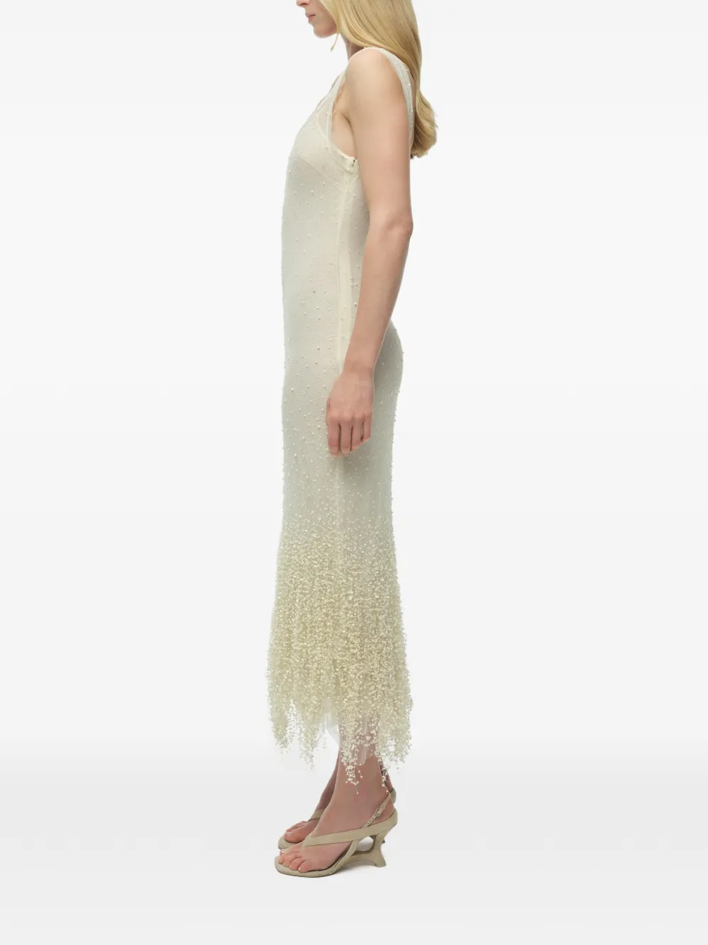 SIMKHAI Irisa sequin-embellished midi dress Beige