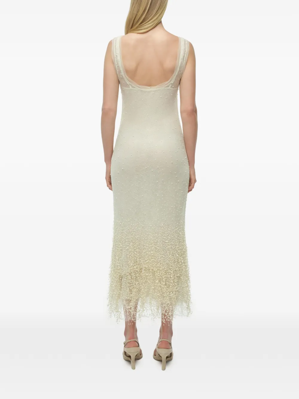 SIMKHAI Irisa sequin-embellished midi dress Beige