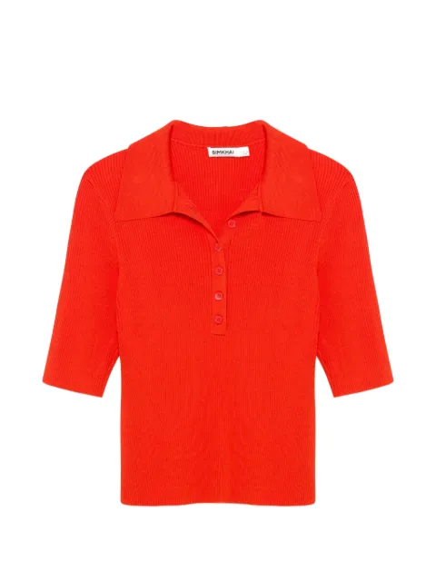 Simkhai playera tipo polo tejida de canalé Secily