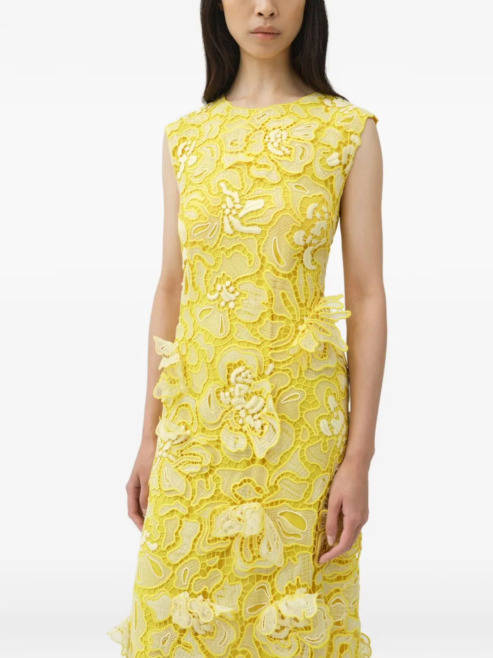 SIMKHAI Dahlia midi-jurk met kant Geel