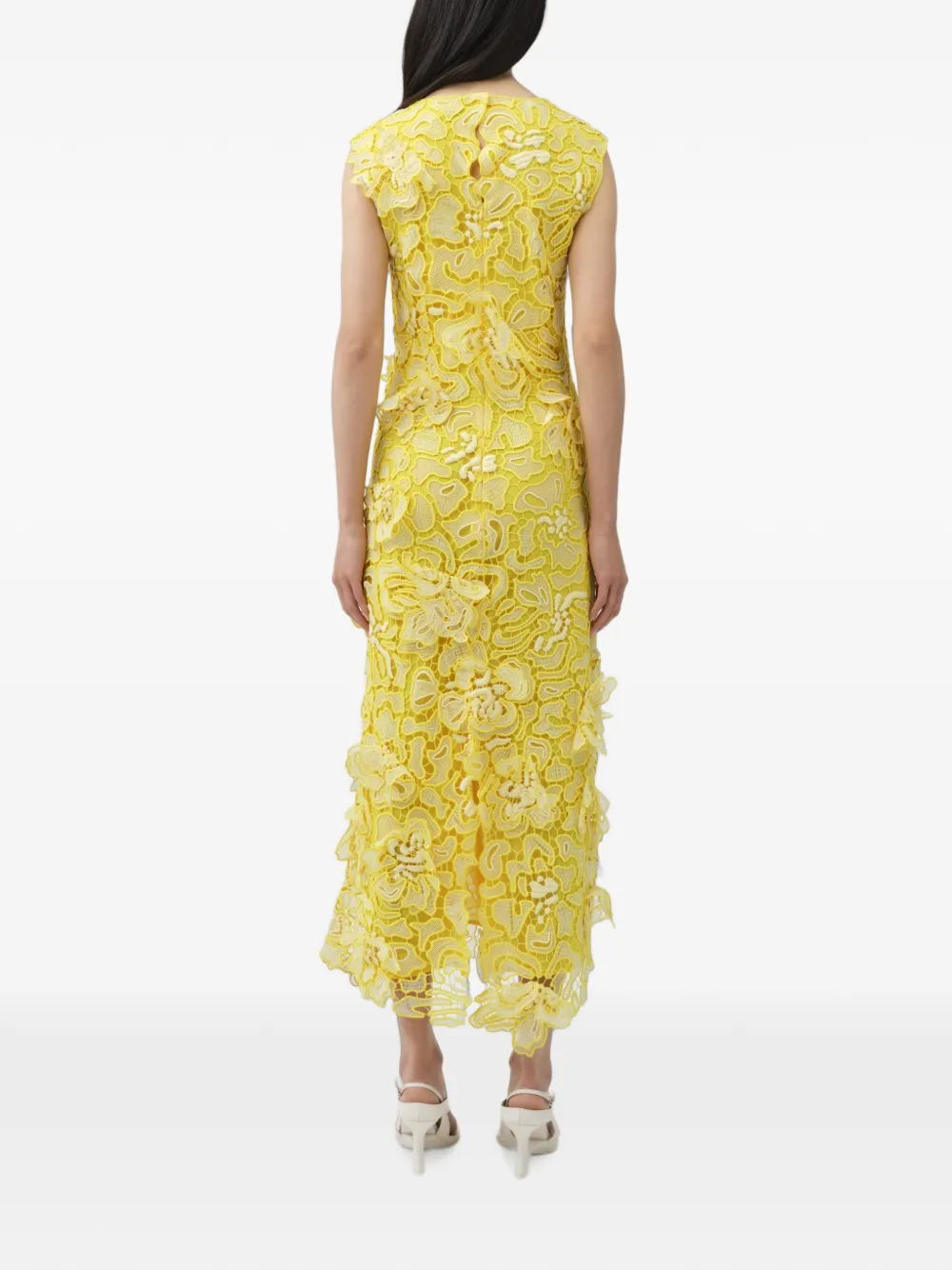 SIMKHAI Dahlia midi-jurk met kant Geel