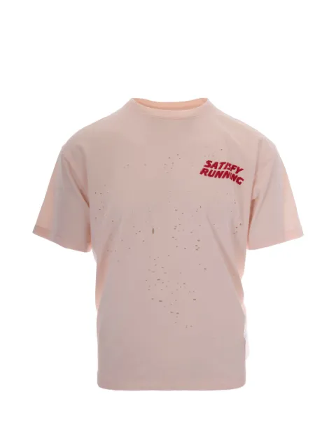 Satisfy distressed logo-print T-shirt