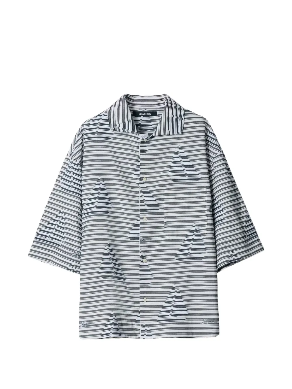 Jacquemus sail-print striped shirt - Bianco