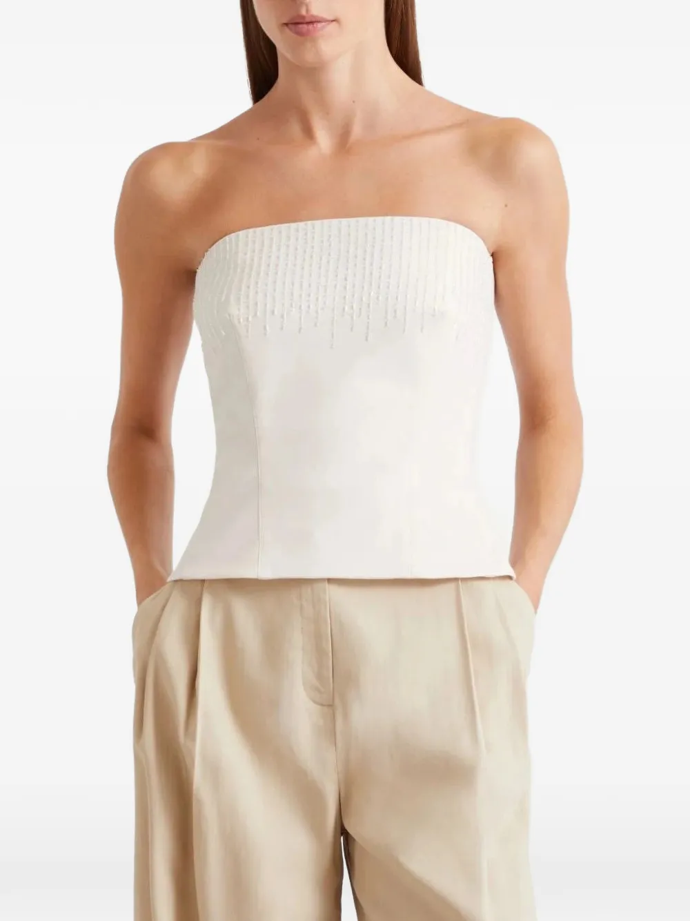Marella Molrapace strapless top verfraaid met kralen Wit
