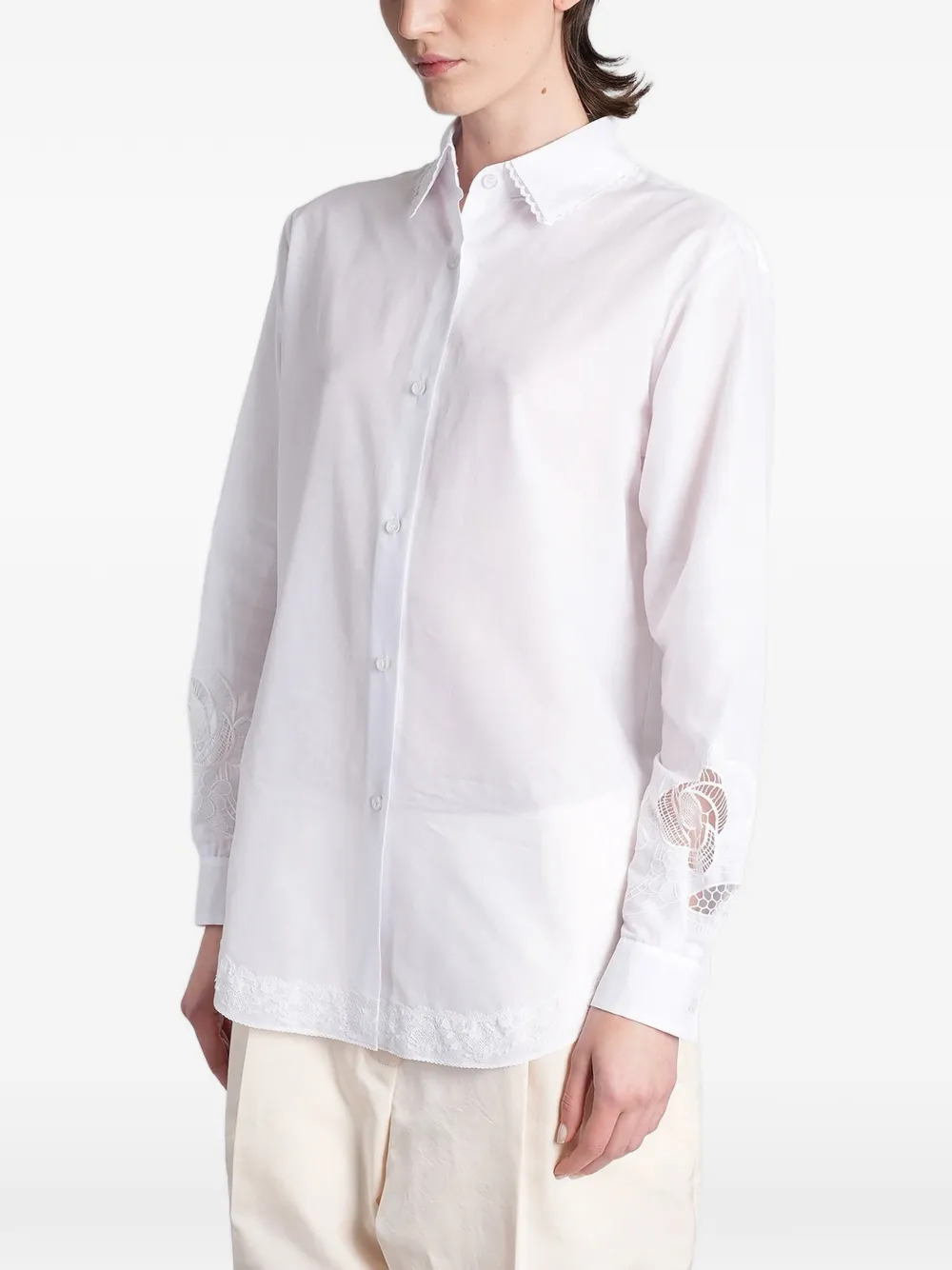 Magda Butrym Blouse met kanten afwerking en uitgesneden details Wit