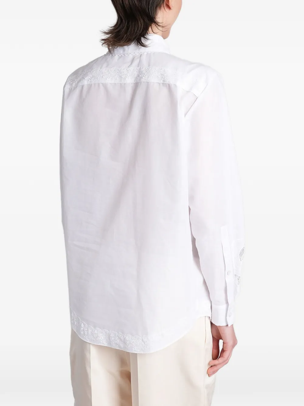Magda Butrym Blouse met kanten afwerking en uitgesneden details Wit