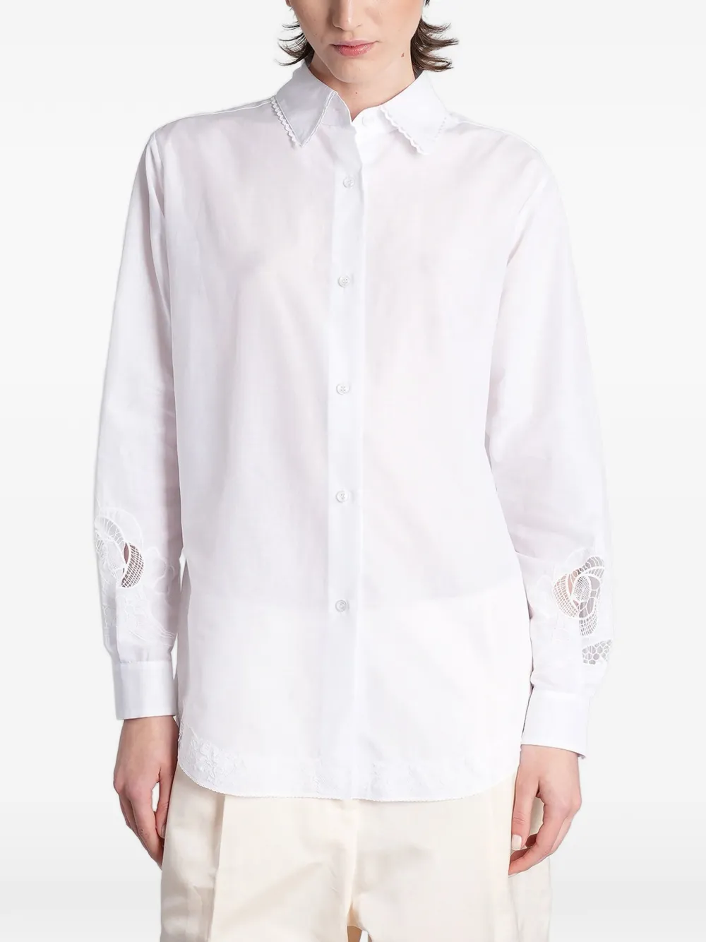 Magda Butrym lace-trimmed cut-out shirt - Weiß