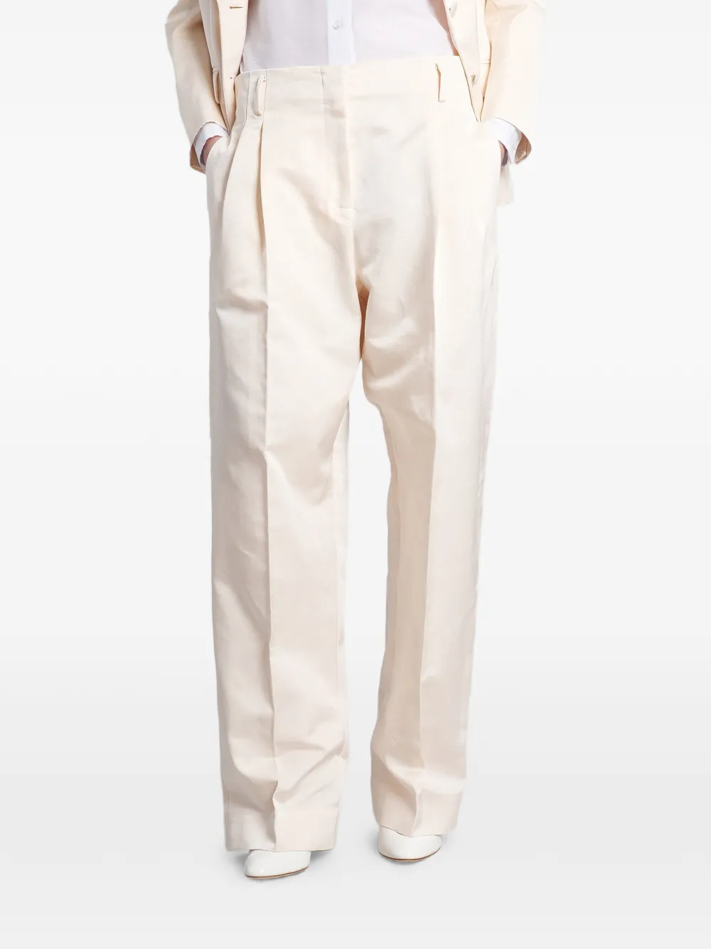 Magda Butrym Straight plooibroek Beige