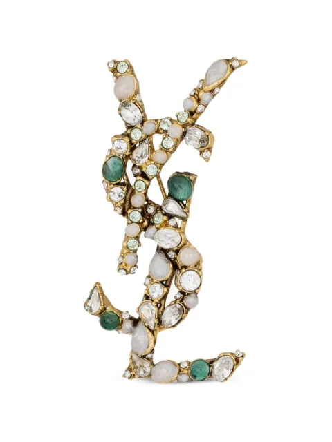 Saint Laurent Cassandre crystal-embellished brooch