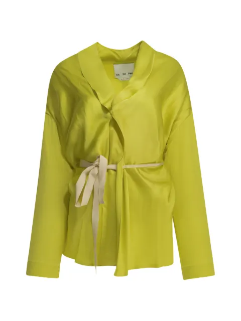 SA SU PHI belted shawl-collar coat