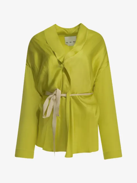 SA SU PHI belted shawl-collar coat