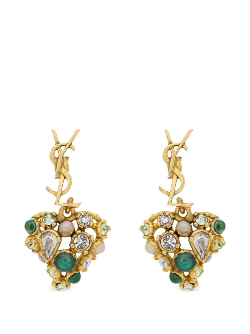 Saint Laurent Cassandre heart-pendant earrings - Gold