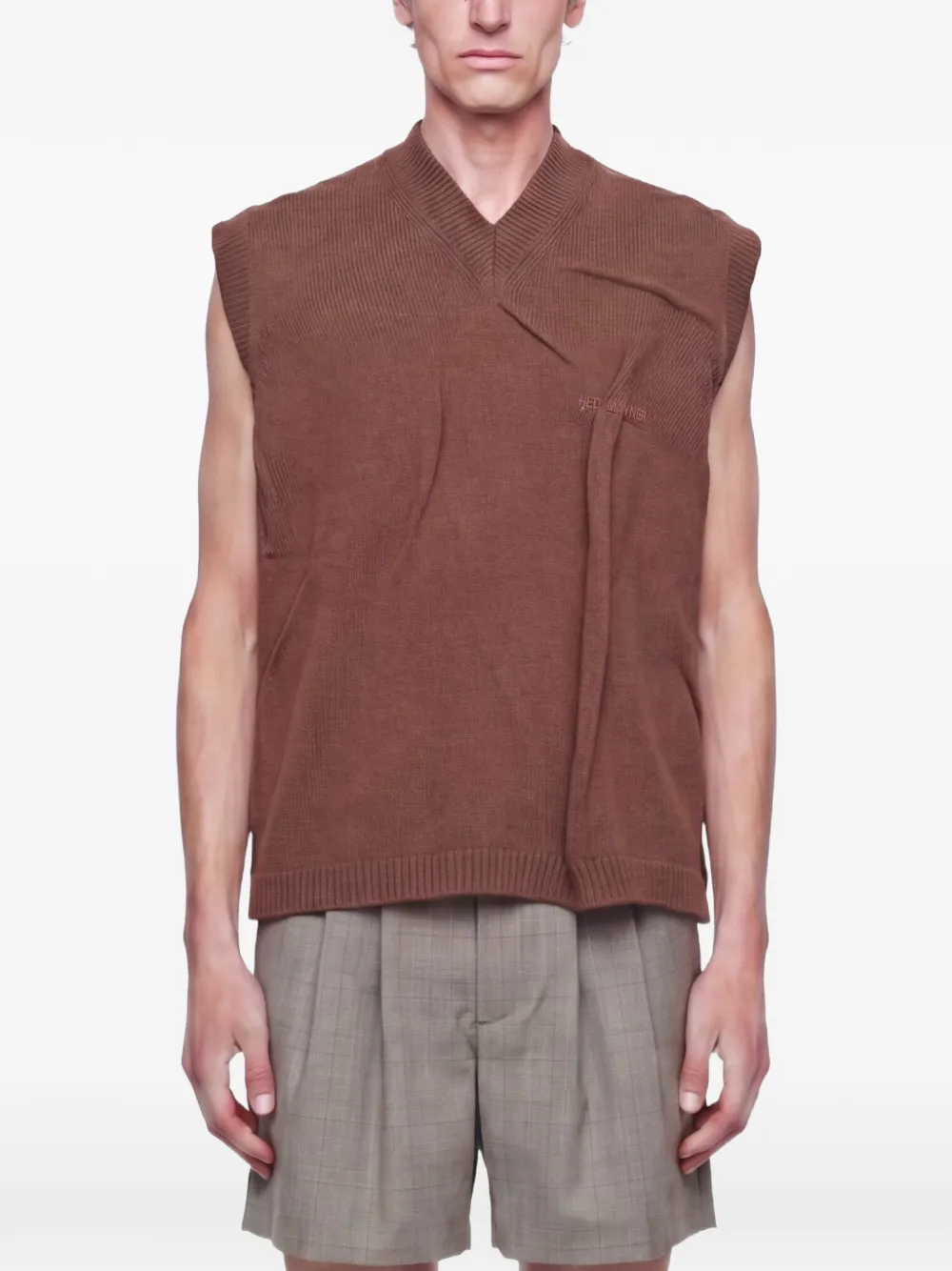 Hed Mayner V-neck logo vest - Brown