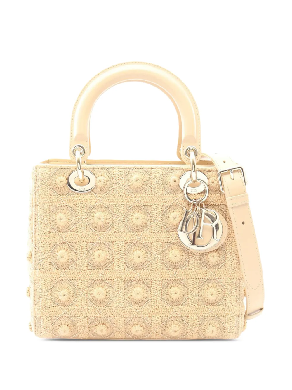 Christian Dior Pre-Owned 2010-2026 Medium Woven Raffia Lady Dior satchel - Neutrals