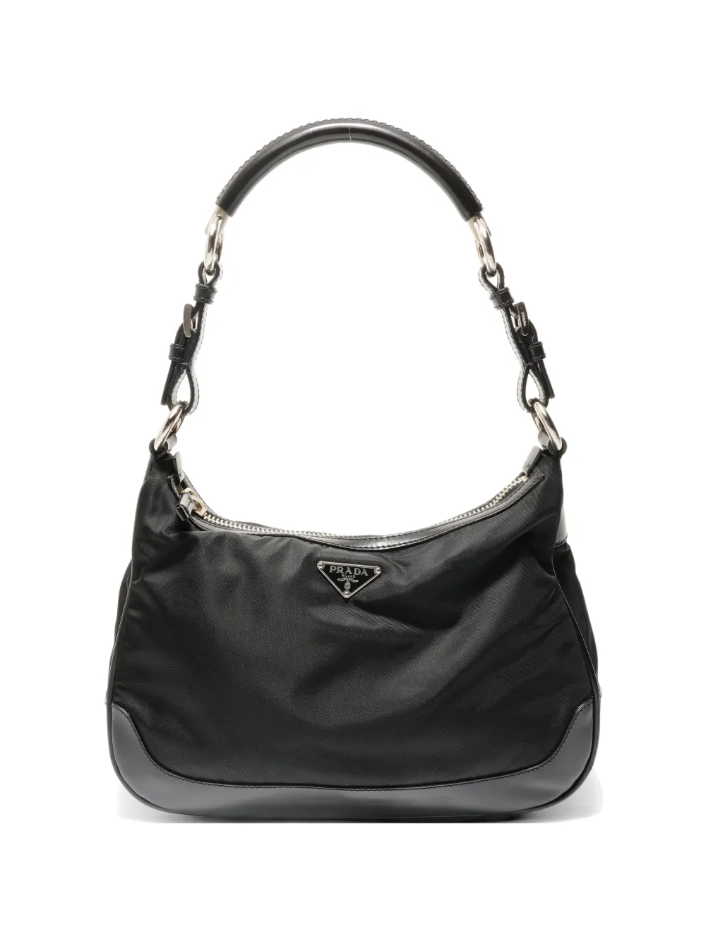 Prada Pre-Owned 2010-2020s enamel triangle logo shoulder bag - Nero