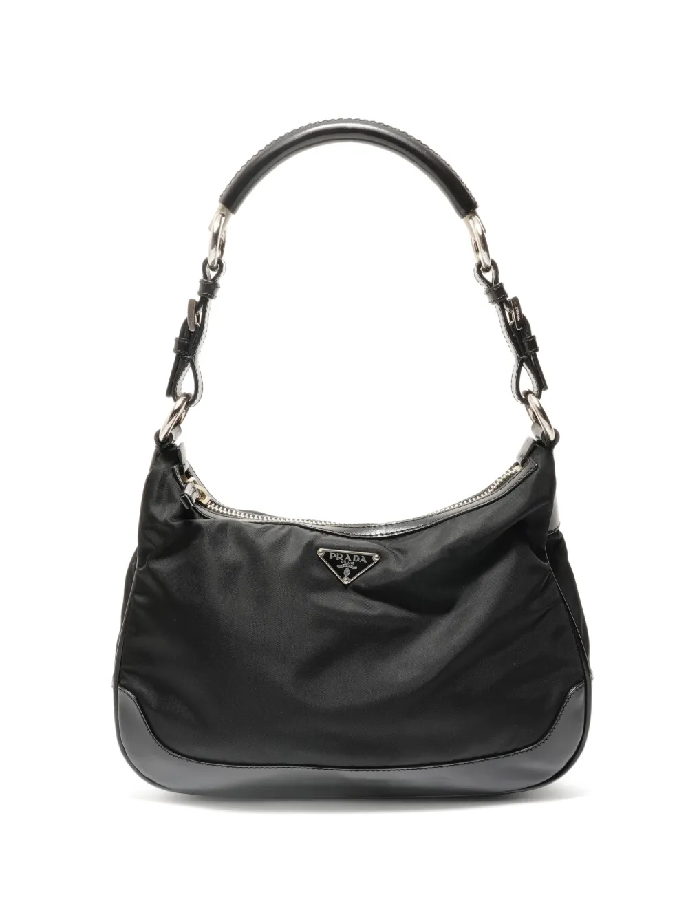 Prada Pre-Owned 2010-2020s enamel triangle logo shoulder bag - Nero