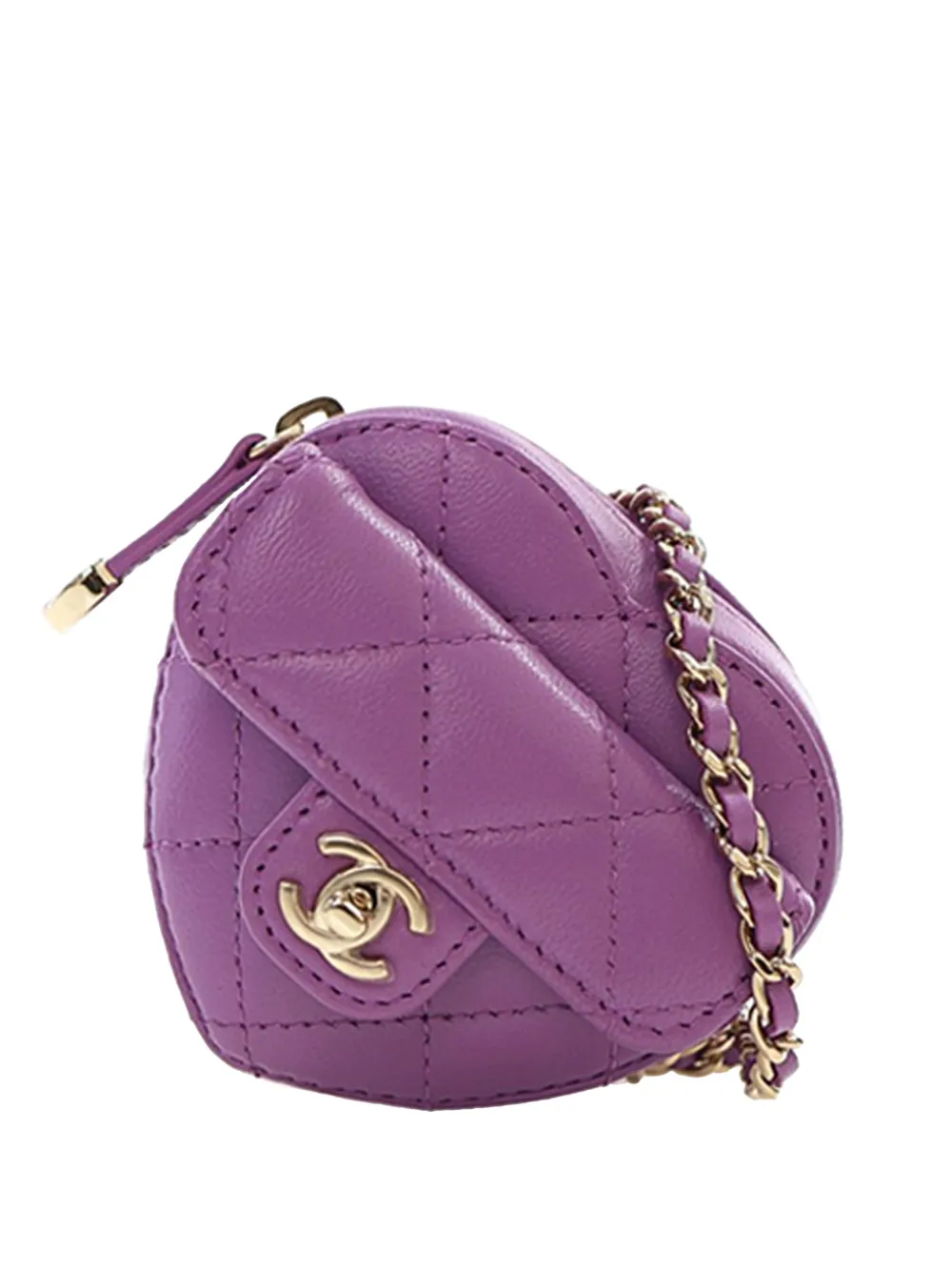 CHANEL Pre-Owned 2021 Lambskin CC in Love Heart Necklace Bag crossbody bag - Viola