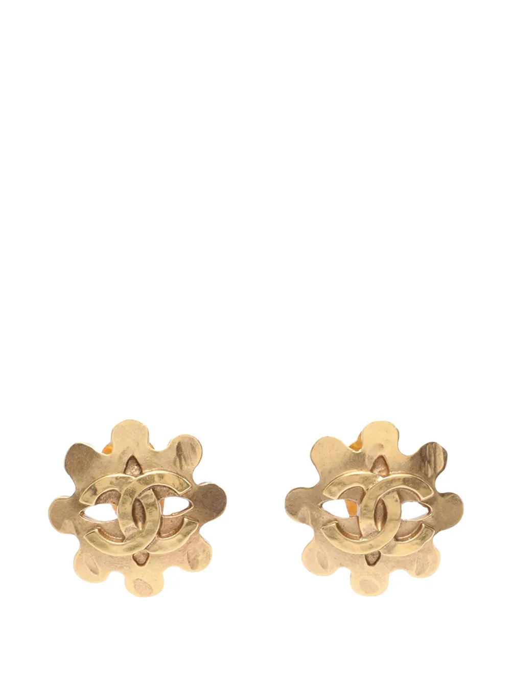 CHANEL Pre-Owned 2004 CC Gold Plated Flower Clip On Earrings costume earrings - Oro