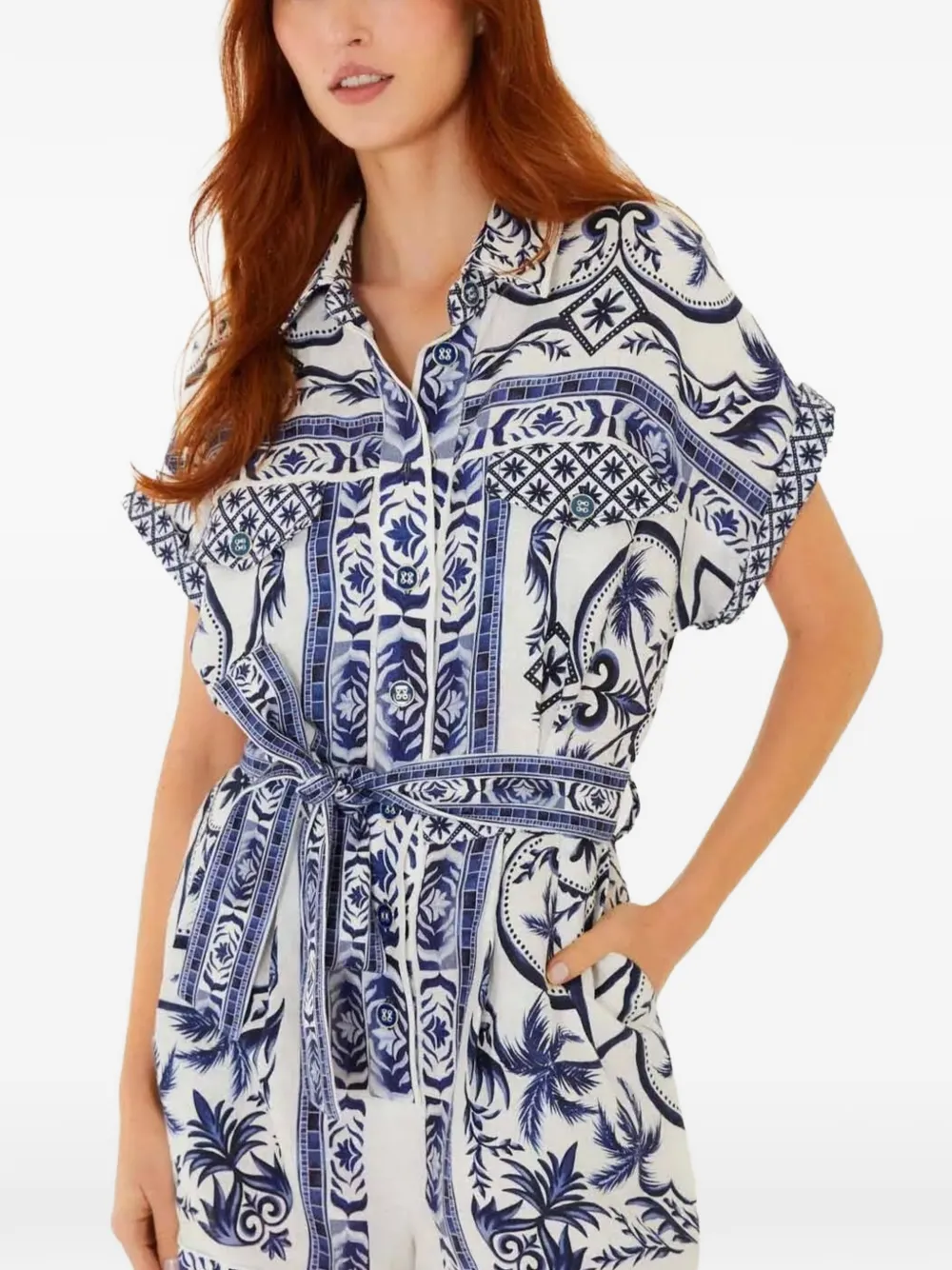 FARM Rio Wonderful City playsuit met ceintuur Wit