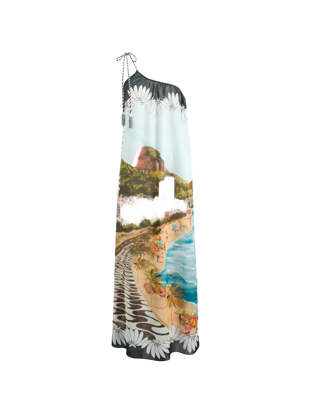 FARM Rio graphic-print one-shoulder maxi dress - Blue