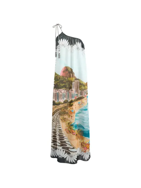 FARM Rio graphic-print one-shoulder maxi dress