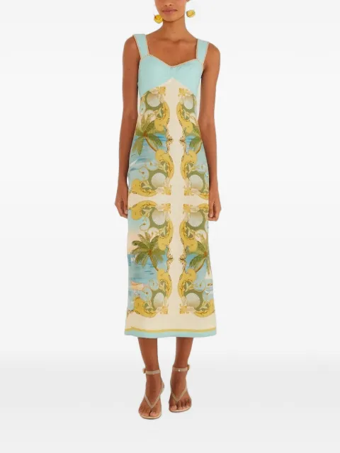 FARM Rio Royal Sea tropical-print sleeveless midi dress