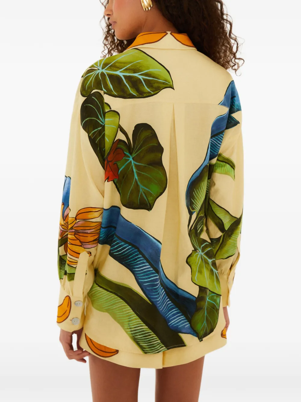 FARM Rio Button-up blouse met fruit-print Geel
