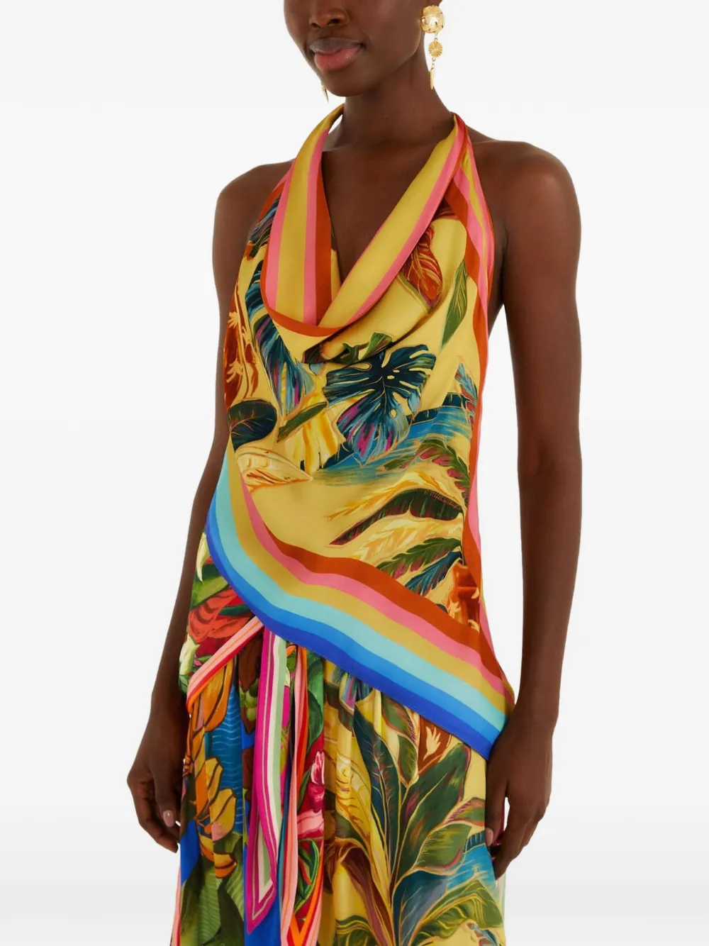FARM Rio multicolor rainbow summer scarf viscose blouse