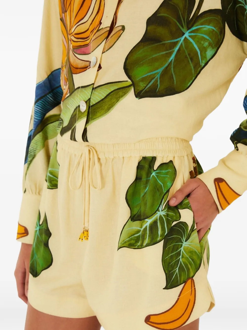 FARM Rio Banana Grapes tropical-print drawstring shorts - Giallo