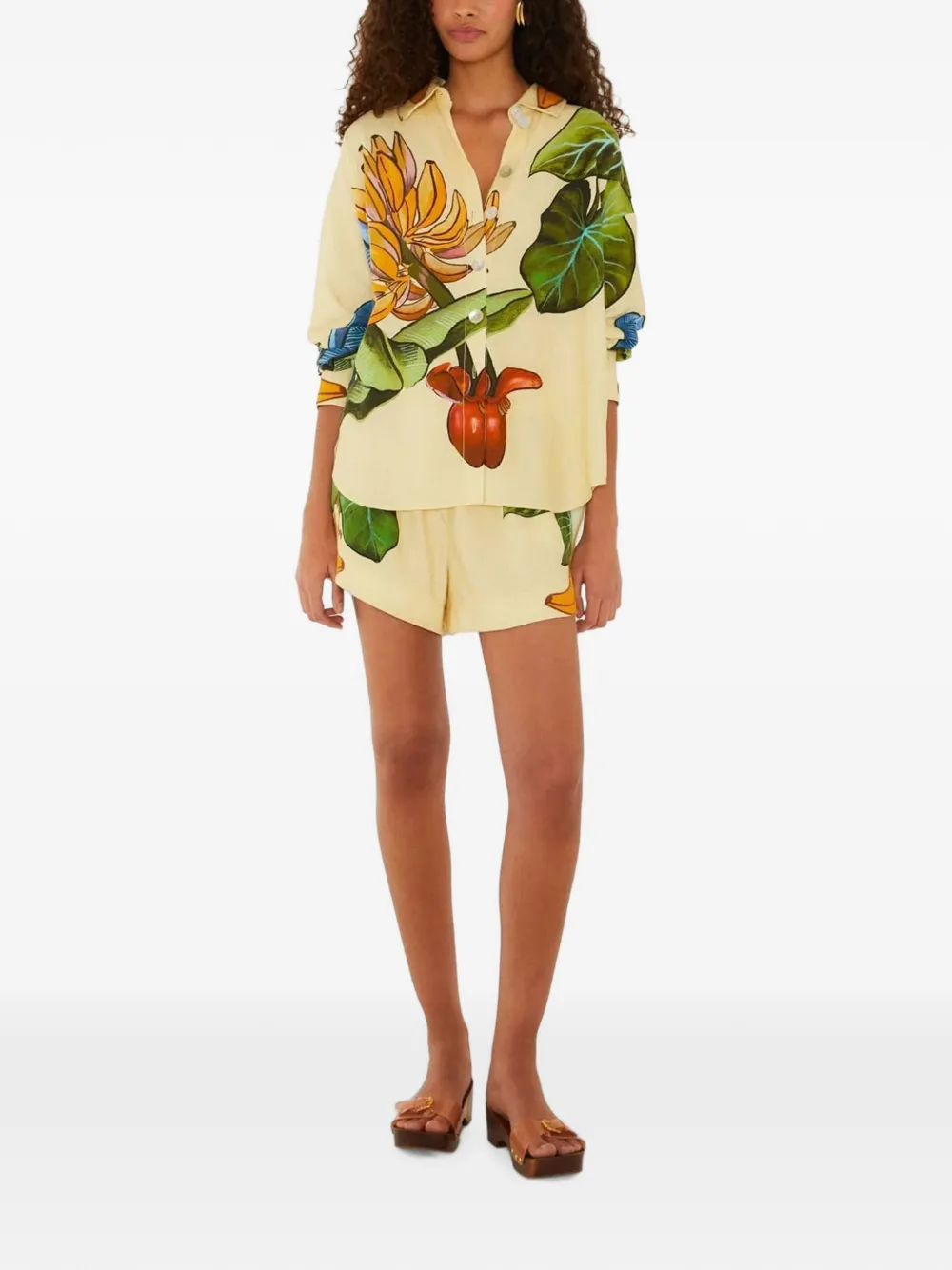 FARM Rio Banana Grapes tropical-print drawstring shorts - Yellow