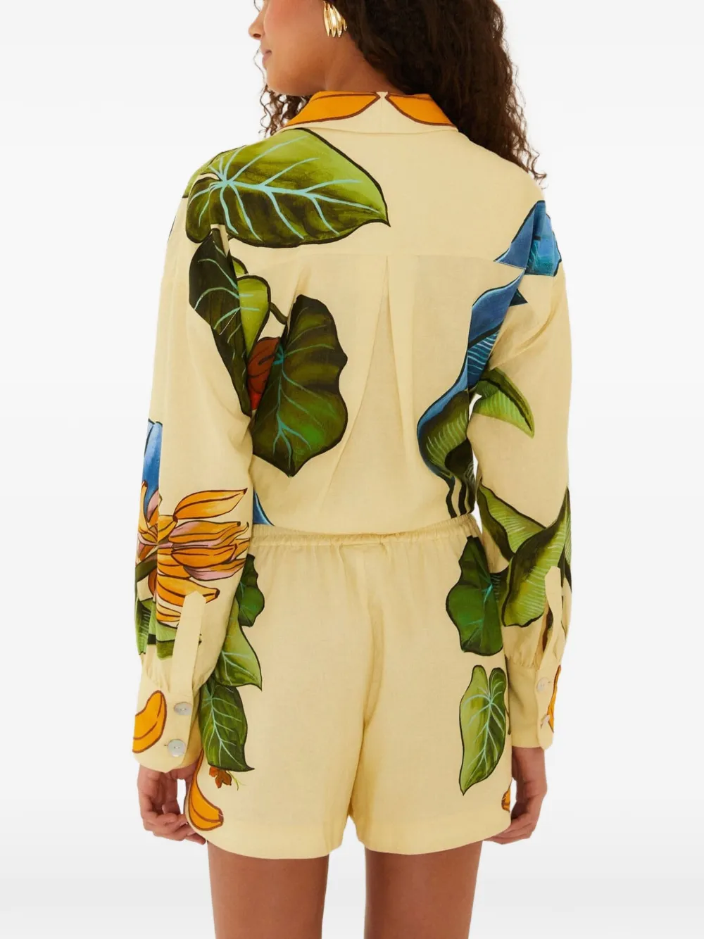 FARM Rio Shorts met trekkoord en fruit-print Geel